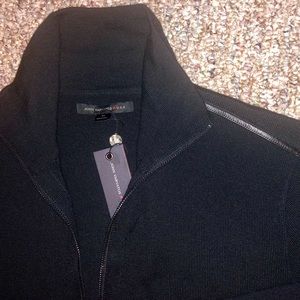 John Varvatos Merino Wool & Leather Cardigan Med.